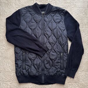 Barbour Navy Quilted Zip Bomber Jacket